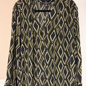 Investments Geometric Patterned Green Blouse
